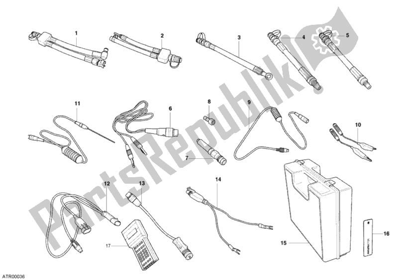 All parts for the Pressure Check Intrument of the Ducati Superbike 999 R 2003